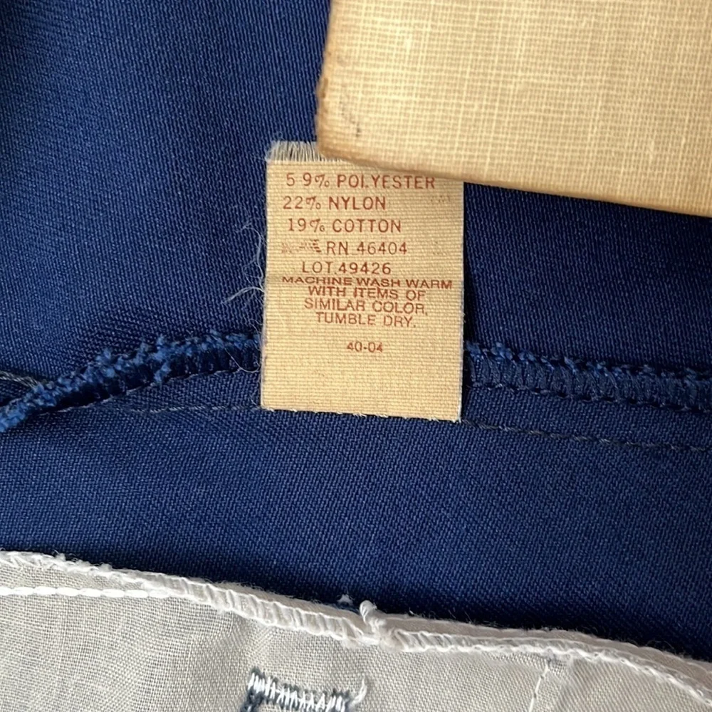 1970s Vintage Pants Sears Boys 14 Slim Perma-Prest Navy Blue Trousers